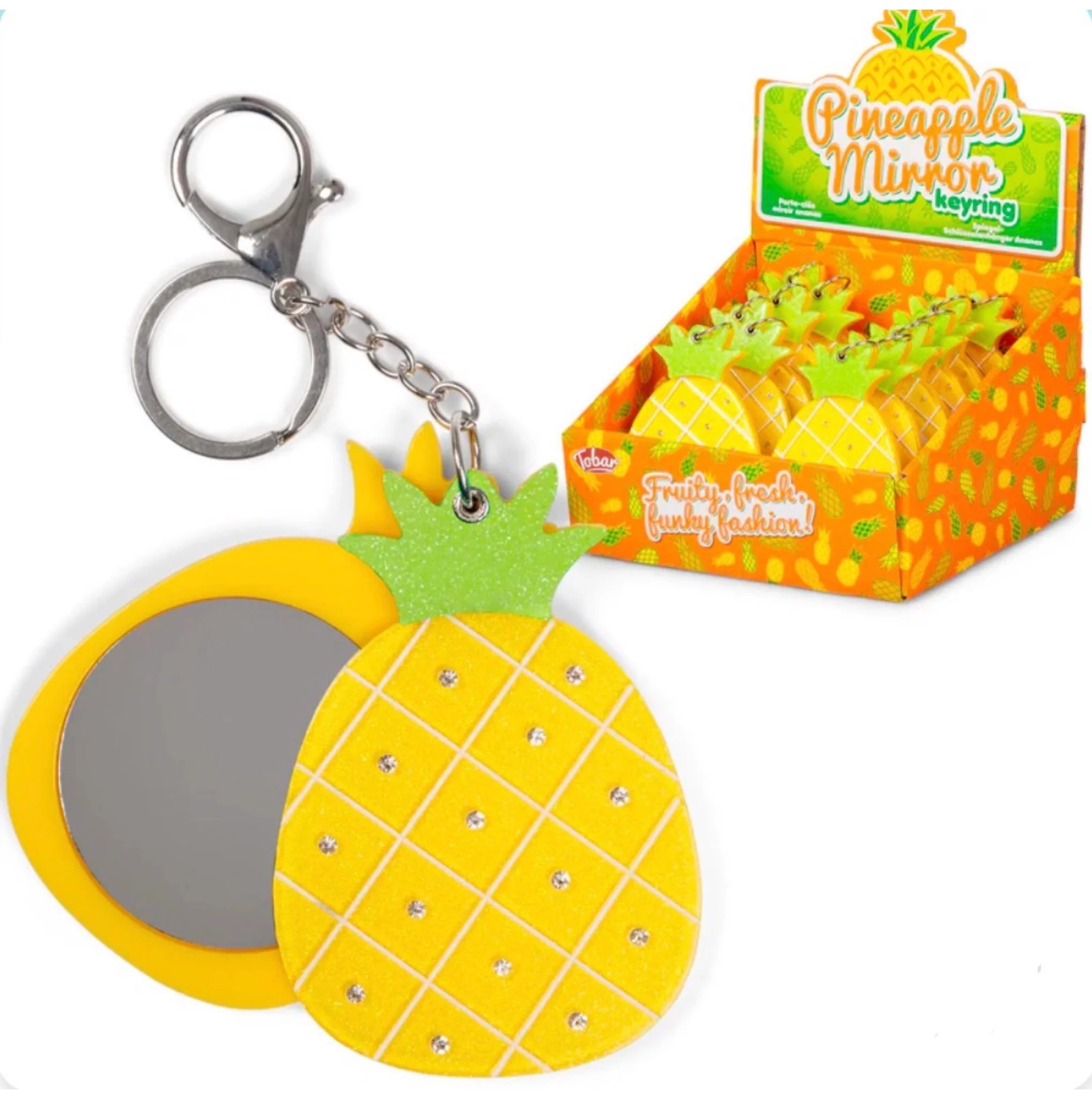 Pineapple Mirror Keyring x 12 (Full Box)